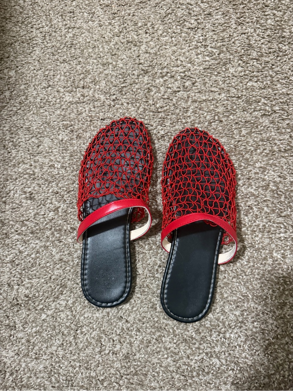SHEIN Red Woven Slip-On Mules
